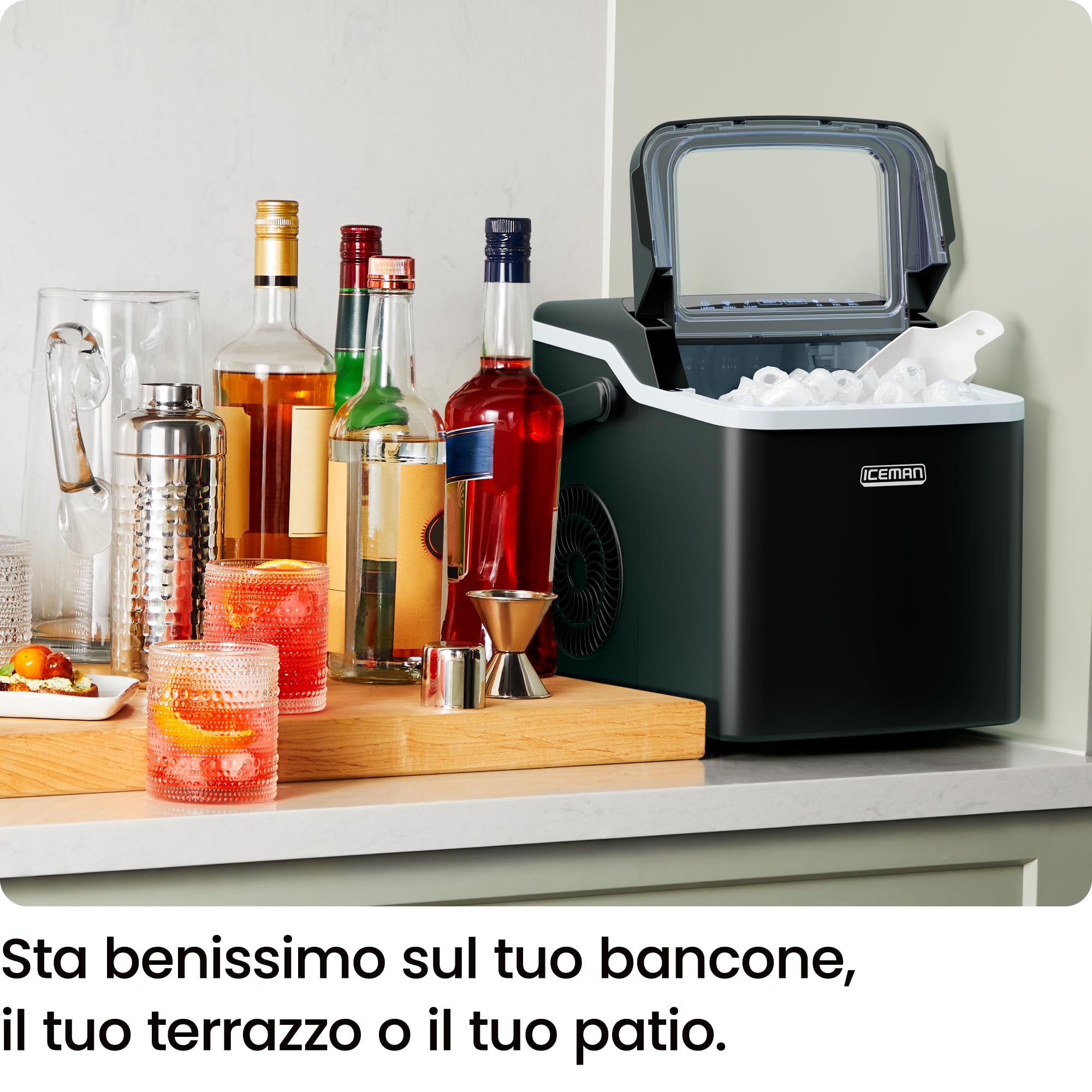 Iceman Macchina del Ghiaccio 10 kg/24h, 9 Cubi in 7 Min, Doppia Dimensione | portatile, autopulizia, per casa, cucina, ufficio e feste, paletta inclusa