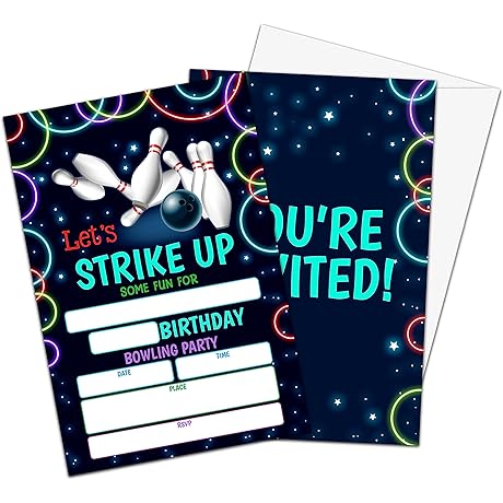 Awesome Bowling Birthday Party Invitations