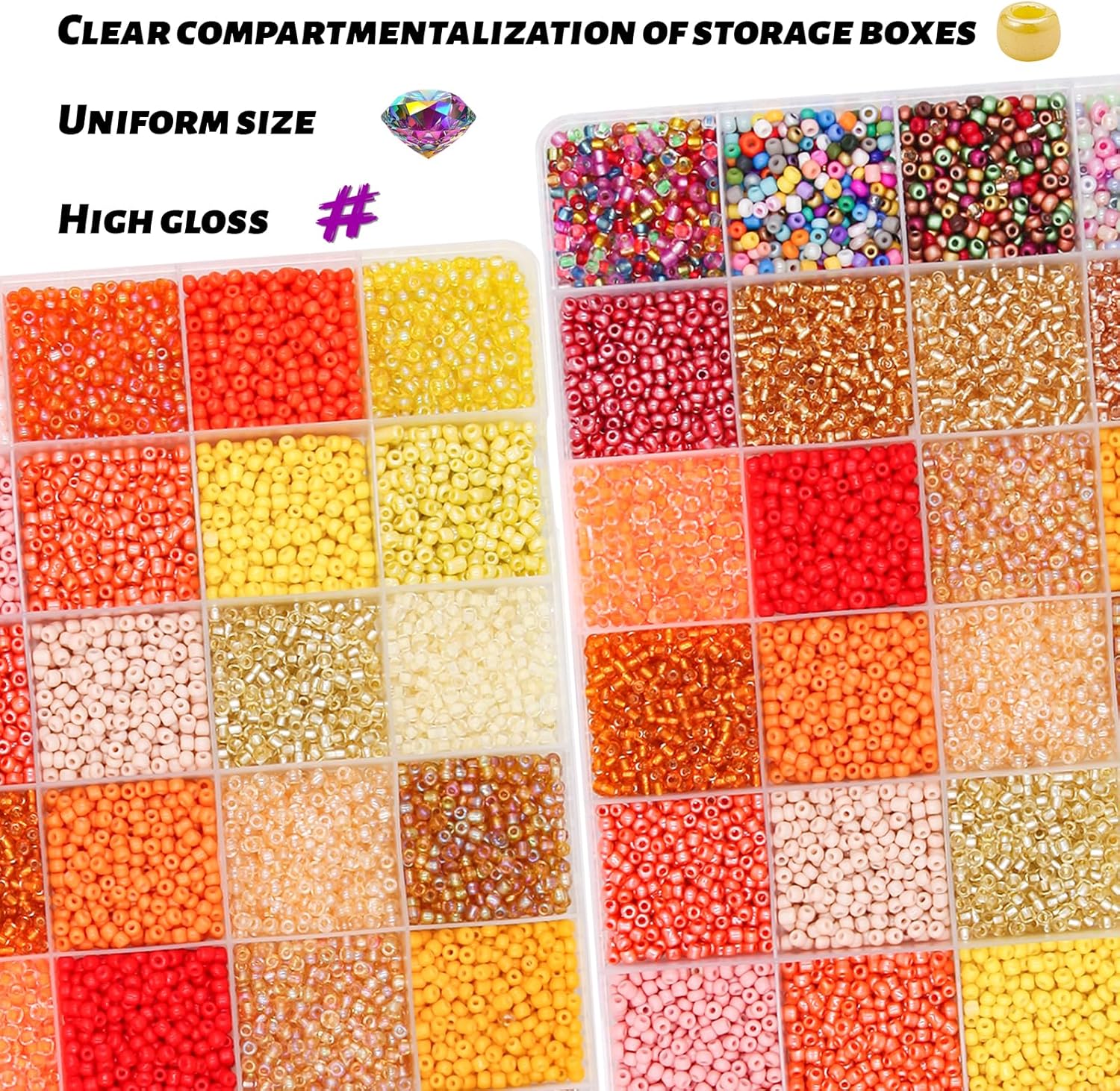 11200pcs Glass Seed Beads for DIY Crafting Bracelet Necklace Embroidery Jewelry Making Supplies (3mm, 400pcs/Color, 28 Colors, Yellow Scheme) - Image 4