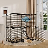 STILLCOVE 2-Tier Indoor Cat Cage Playpen with Hammock - Detachable Metal Enclosure, Safe 0.59" Spacing for Kittens & Cats