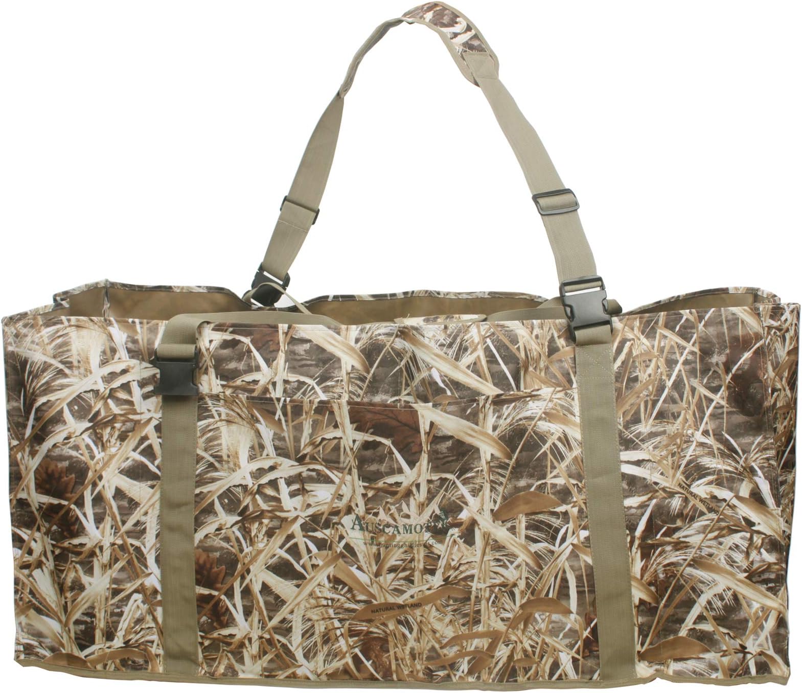 Auscamotek 12 Slot Duck Decoys Bag with Duck Blind Printing Water Drain Floating Bottom Shoulder Strap Included