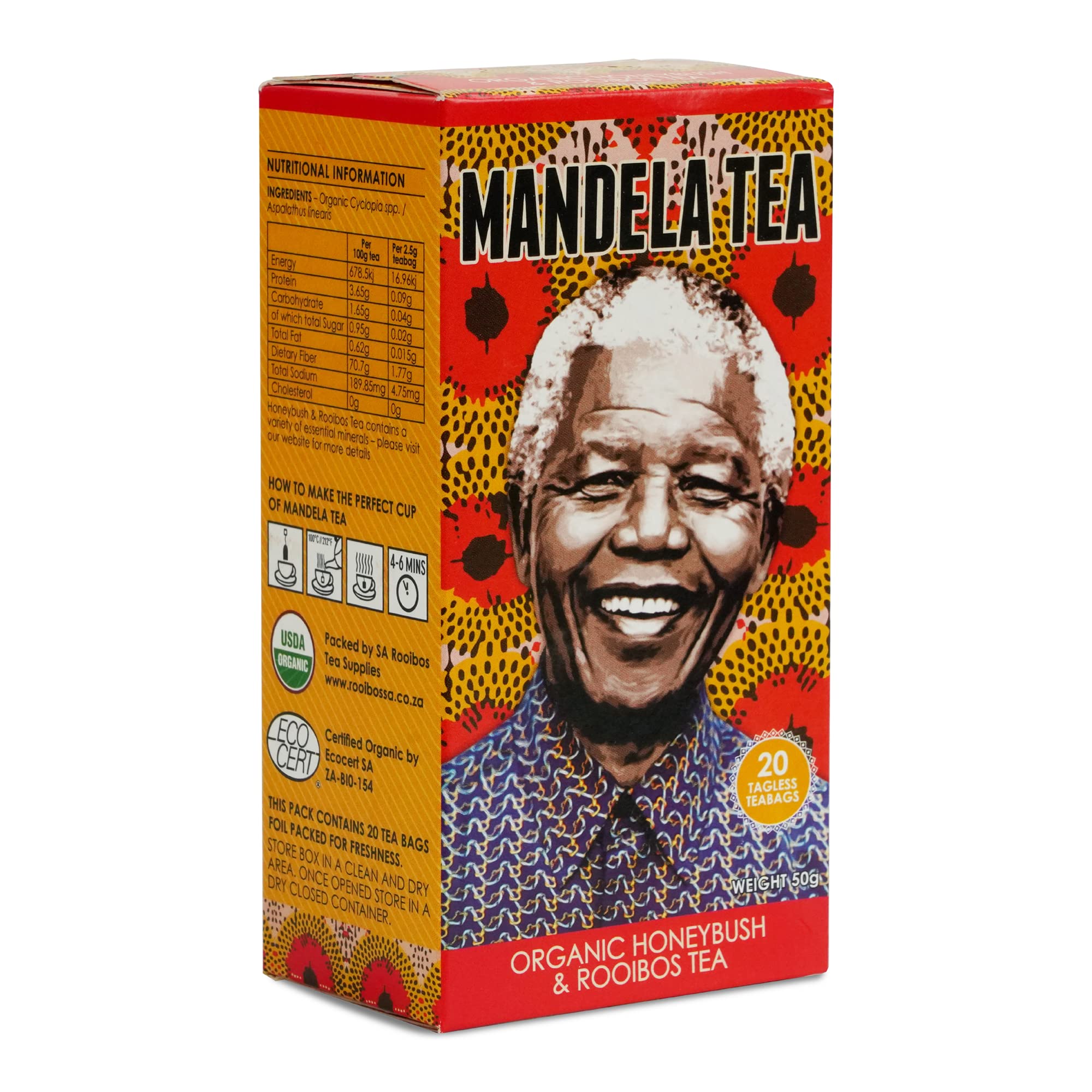 Buy Mandela Rooibos + Honeybush Tea 60 Teabags (3 Pack) USDA Organic