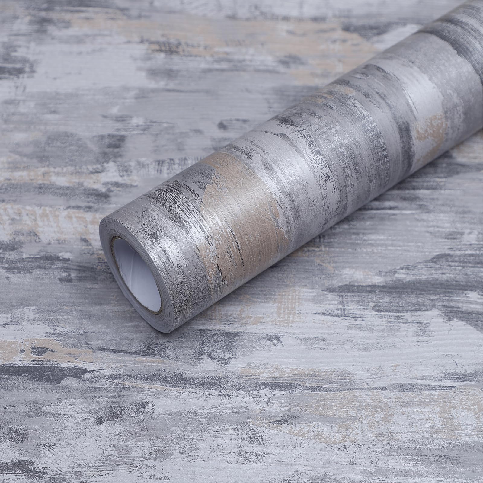 FEILAYS Concrete Wallpaper Peel and Stick Matte Textured DIY Silver Gray Concrete Contact Paper 60CM×3M Kitchen Worktop Covering Wall Tile Stickers for Garage Pantry Closet Basement Tile Sticker