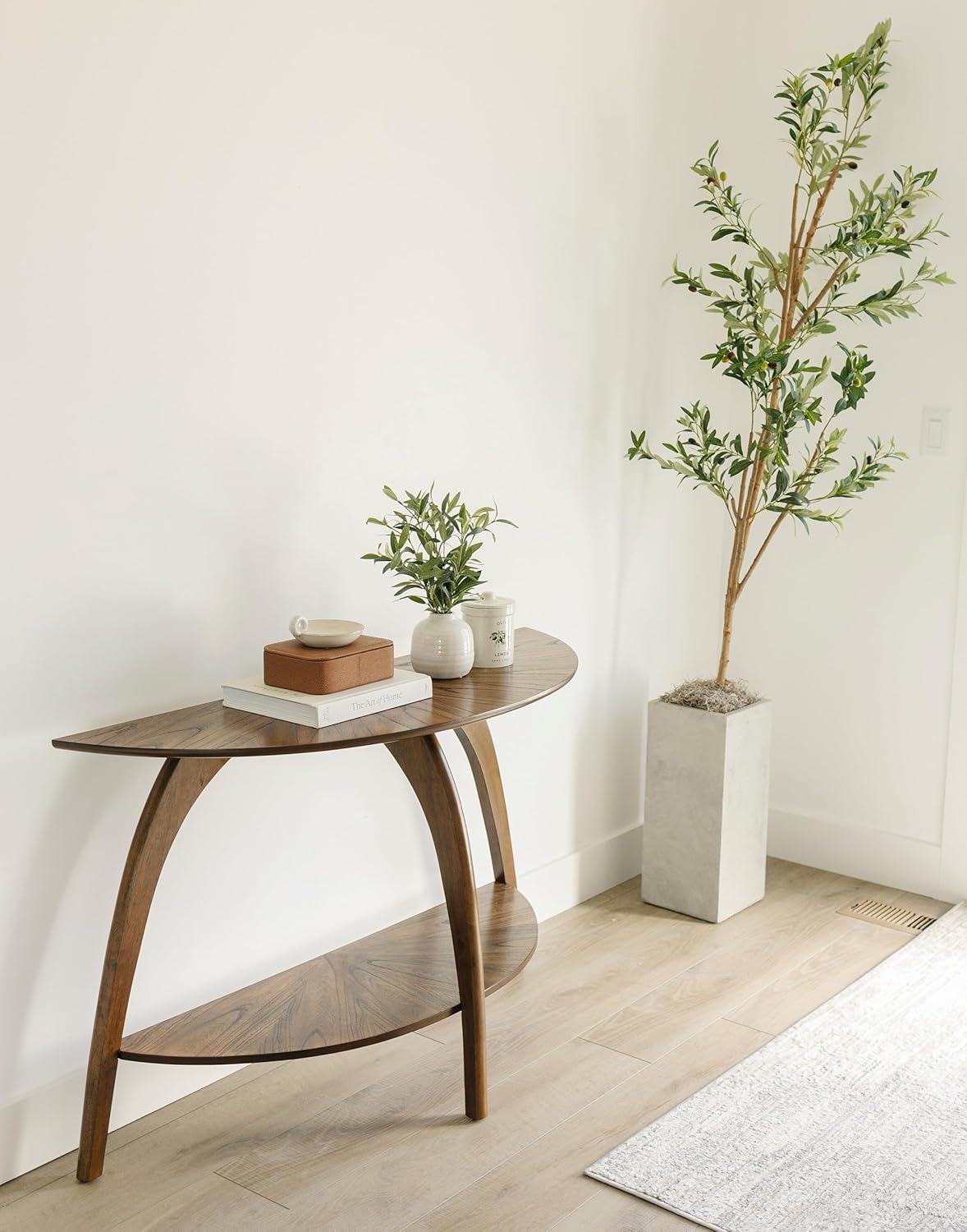 Martin Svensson Home LAX Retro Mid-Century Modern Half-Moon Wood Sofa Table with Lower Shelf, Console Table for Living Room or Entryway. Nutmeg Brown. 8 81eZUGf1kEL. AC SL1500
