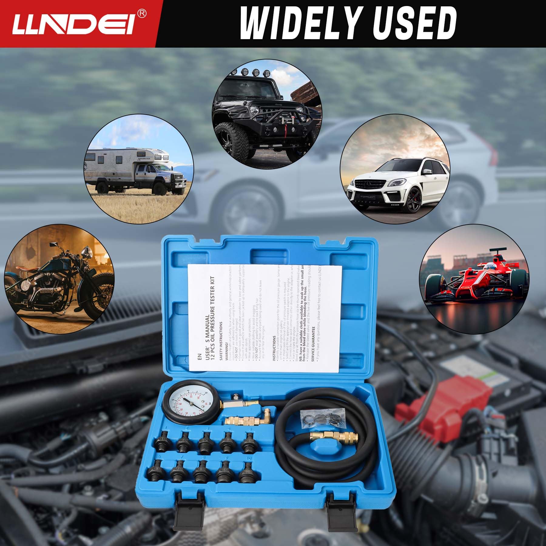 THIKPO 19pc Engine Oil Pressure Tester Kit With Reflow Device - 0-100 - View #5