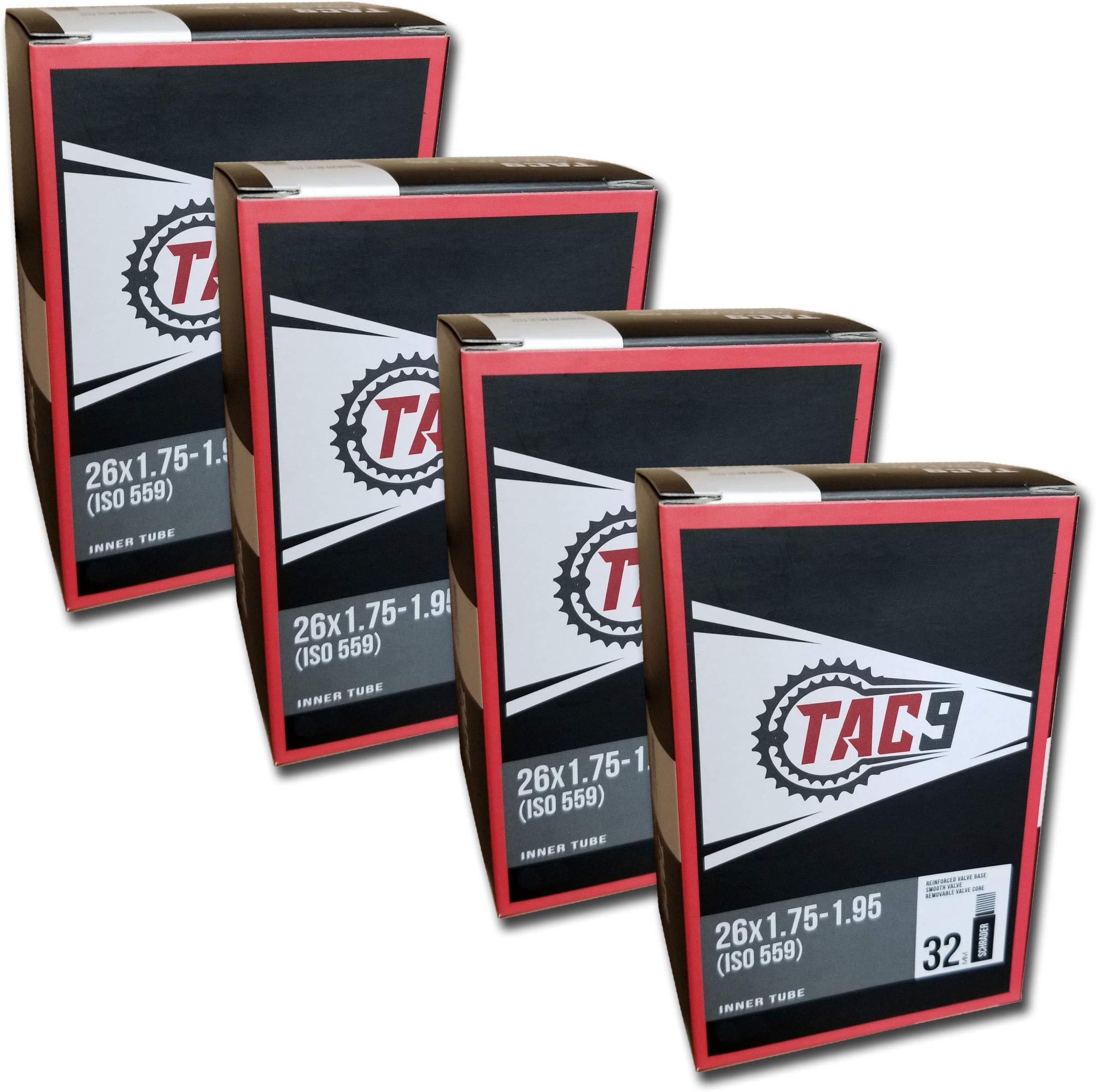 TAC 9 Bicycle Inner Tube, 26" x 1.75-1.95" Regular Schrader Valve, 32mm