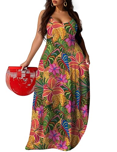 UOUA Hawaiian Dresses Women Plus Size Luau Party Sundress Summer