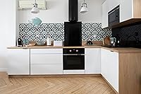 Vista 4 de COLAMO LUXURY Swatch - Azulejo despegable y adhesivo azul brillante, autoadhesivo para salpicadero de cocina para pared de acento, azulejo de pared