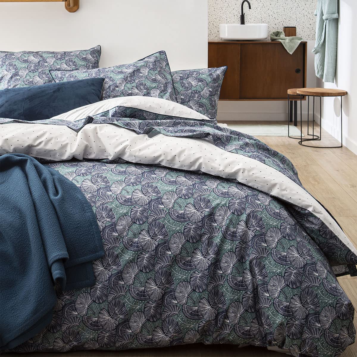 ESSIX Zephyr Cotton Percale Duvet Cover, 260 x 240 cm, Blue