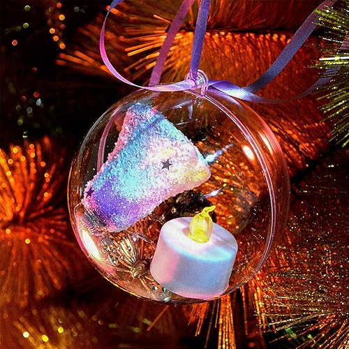 Miniatura 6 de 20 adornos de Navidad transparentes, bolas de adornos rellenables de plástico transparente, adornos de Navidad, para Navidad, regalo de Año Nuevo,
