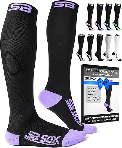 Miniatura 24 de SB SOX - Calcetines de compresión (20-30 mmHg) para hombres y mujeres - Calcetines de compresión para usar todo el día, mejoran el flujo sanguíneo