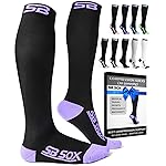 SB SOX Compression Socks for Men & Women (20-30 mmHg) - Best Support Stockings for Travel, Medical, and Sports - Perfect for Everyday Wear (X-Large, Black/Purple)