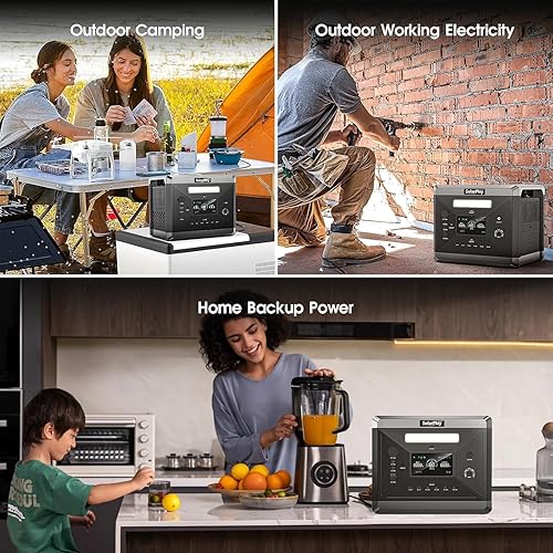 Miniatura 8 de SolarPlay - Estación de energía portátil de 2400 W, 2160 Wh, generador solar LiFePO4, batería de 1.5 horas de carga rápida, 4 salidas de CA (pico de