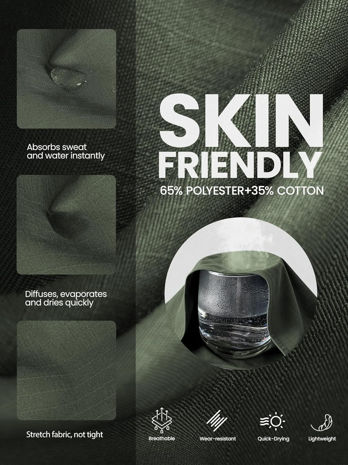 Men's Fishing Shirt Long Sleeve with 7 Pockets,Water-Resistant Quick-Dry Stretch and Hidden Zip & Dagger Pockets