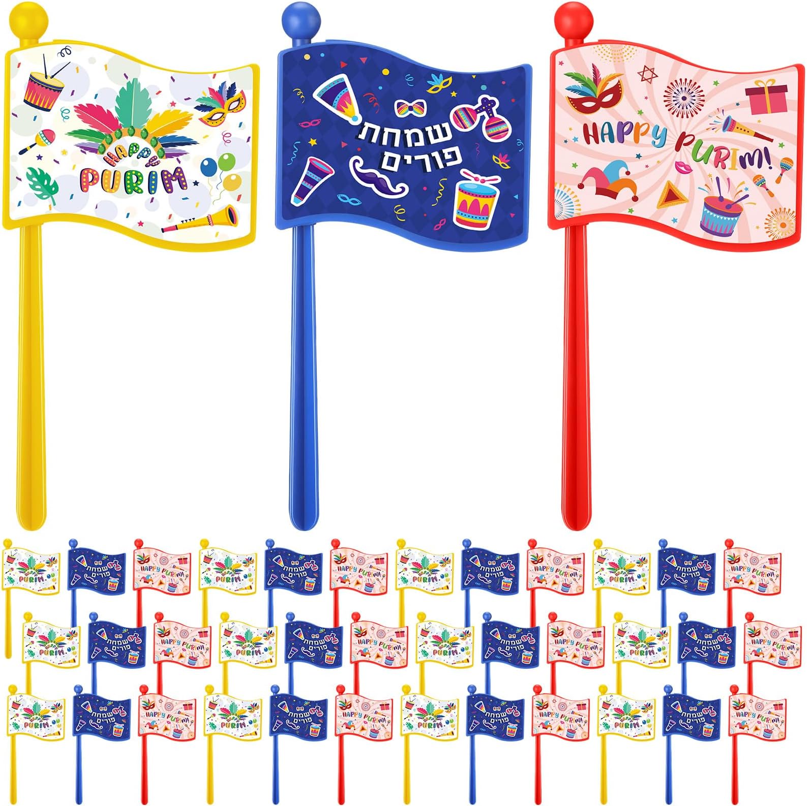 Colorful Noise Makers Novelty Purim Gragger Noise Makers Party Favors Holiday Noisemakers Assorted Color Party Graggers for Celebration(12 Pack)