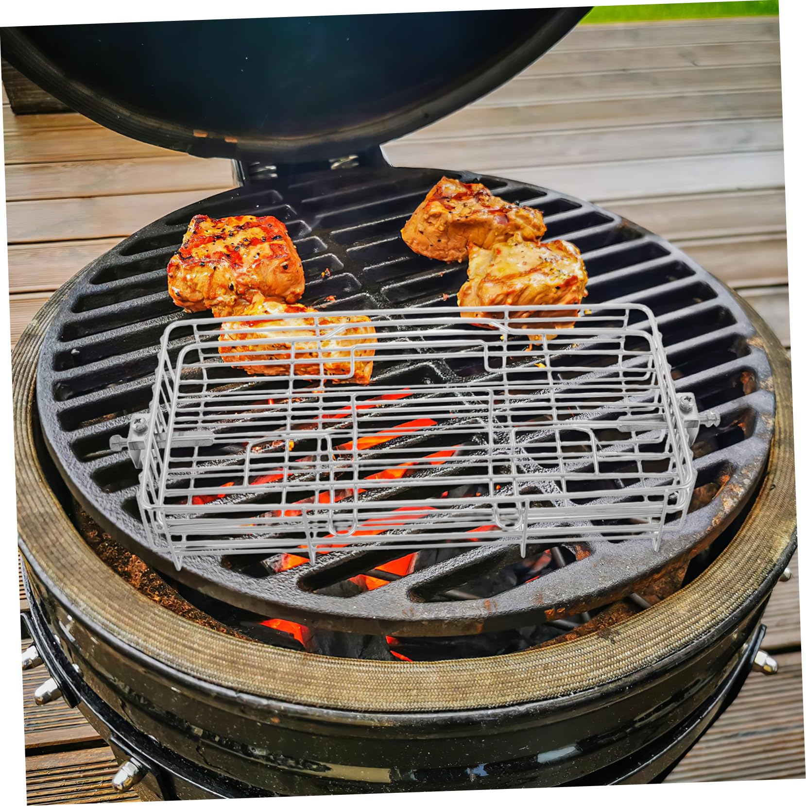 Przenośne obrotowe akcesoria do grilla rybnego – grill na zewnątrz i kemping klatka na rożen skrzydełka z kurczaka ryby, mięso i warzywa, idealne narzędzie do grillowania dla wczasowiczów