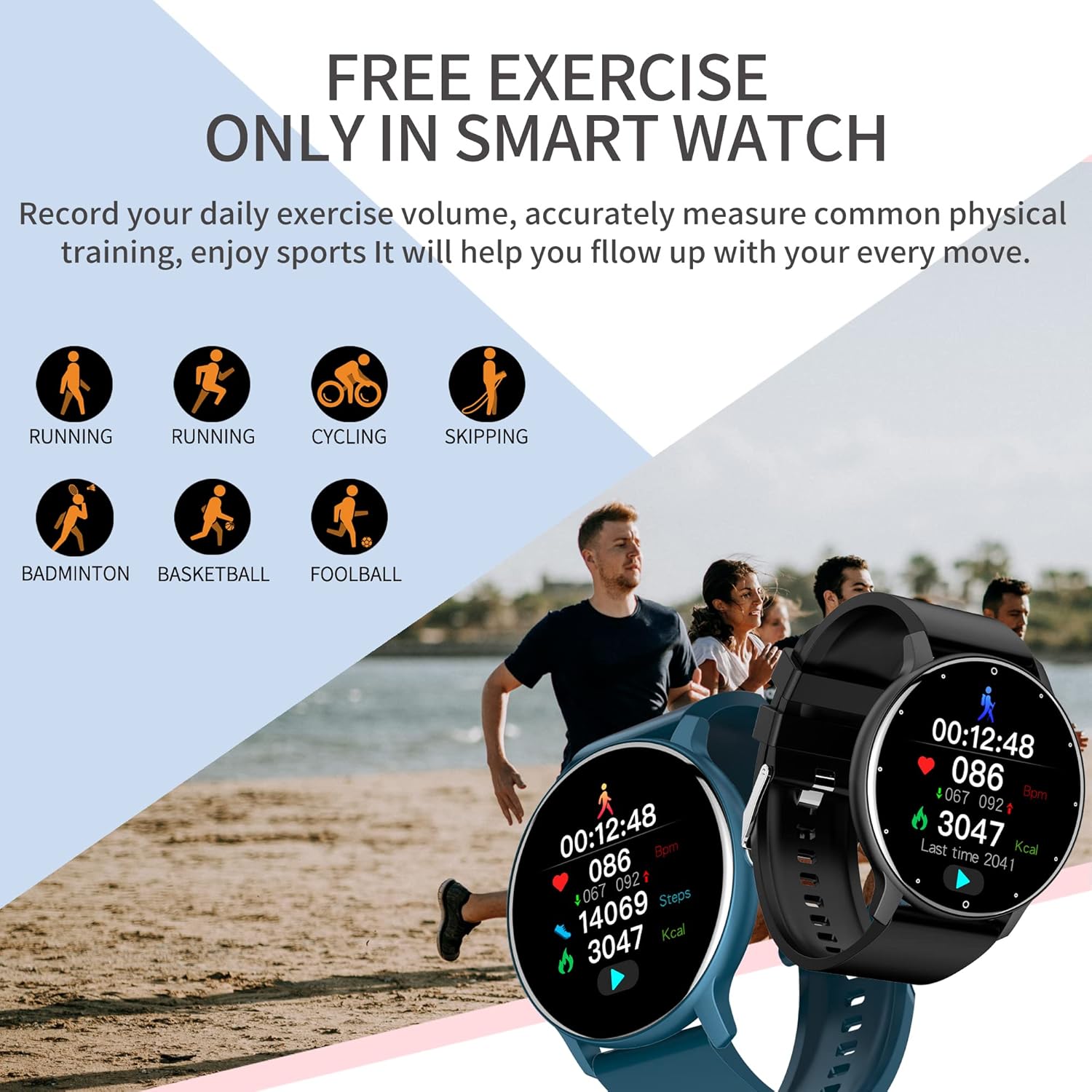 Smart Watch for Android Phones iOS Phone Ultra Thin Smartwatch Heart Rate Monitor Fitness Tracker with Blood Pressure Pedometer Calorie Counter Watch for Women Men - Image 2