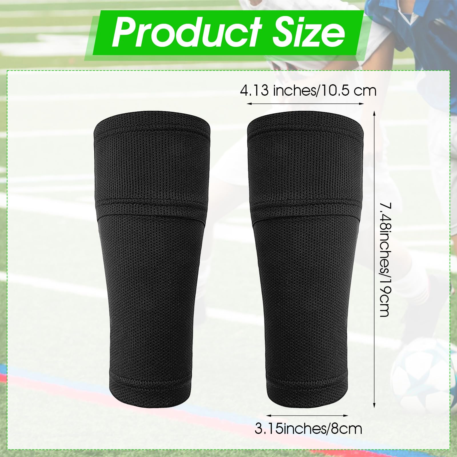 Ptwola 2 Pairs Soccer Shin Guards Sleeves for Kids Youth Calf Compression Shin Pads Cushion Protection Reduce Shocks Injuries with Optimized lnsert Pocket for Adults Boys Girls Footoall Games Sport