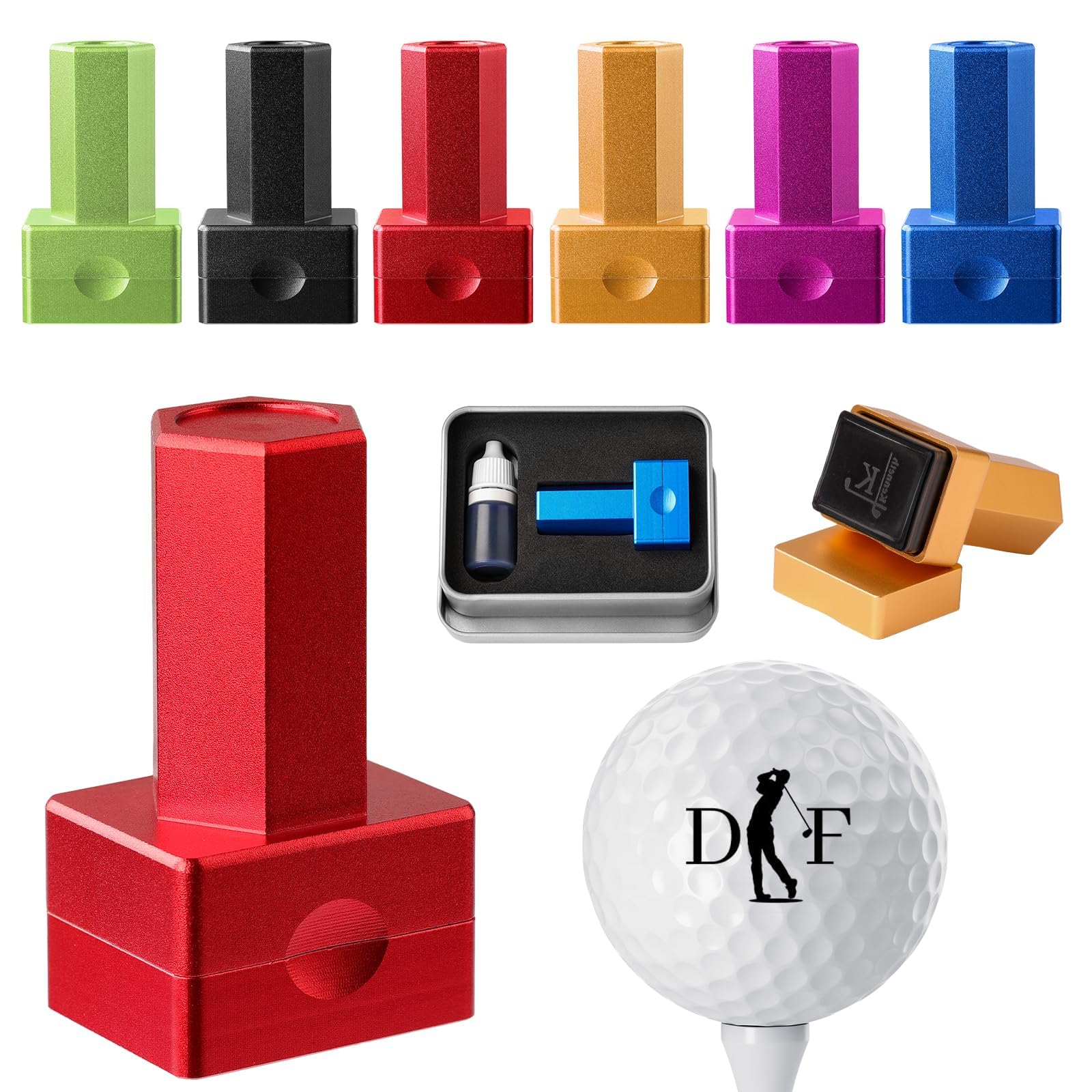 Custom Golf Ball Stamp - Personalised Self-Inking Marker with Quick-Dry Waterproof Ink, Reusable Monogram Stamper | Novelty Golf Gifts for Men, Dad, Husband | Christmas Secret Santa Stocking Fillers