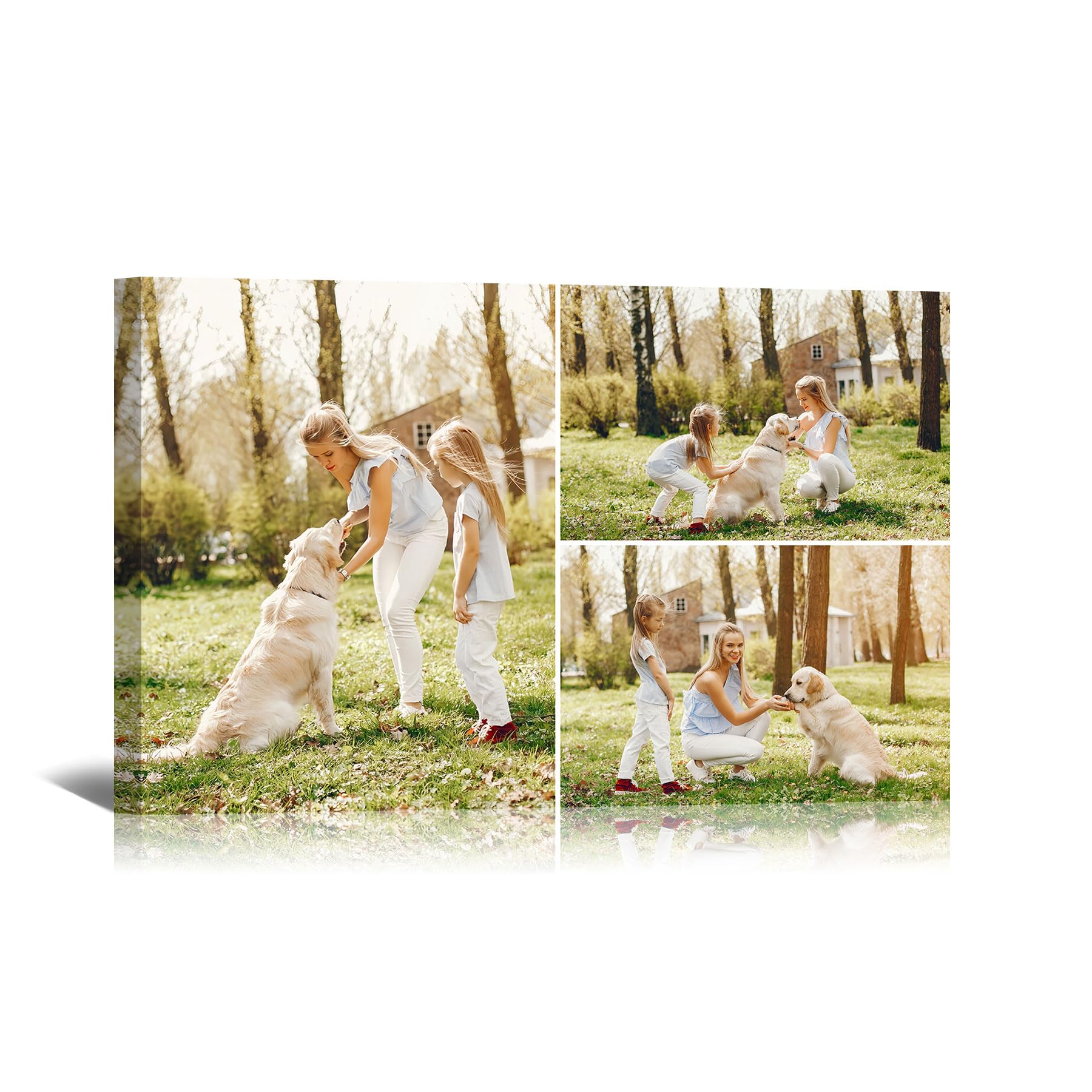 Personalised Photo Collage Canvas Prints Custom Multi Picture Framed Wall Art, 3 Photo Collage, Personalised Gift for Women Mum Dad Couples Pets, Family Photo Canvas Home Decor 76x51 cm (30x20in) — image 1