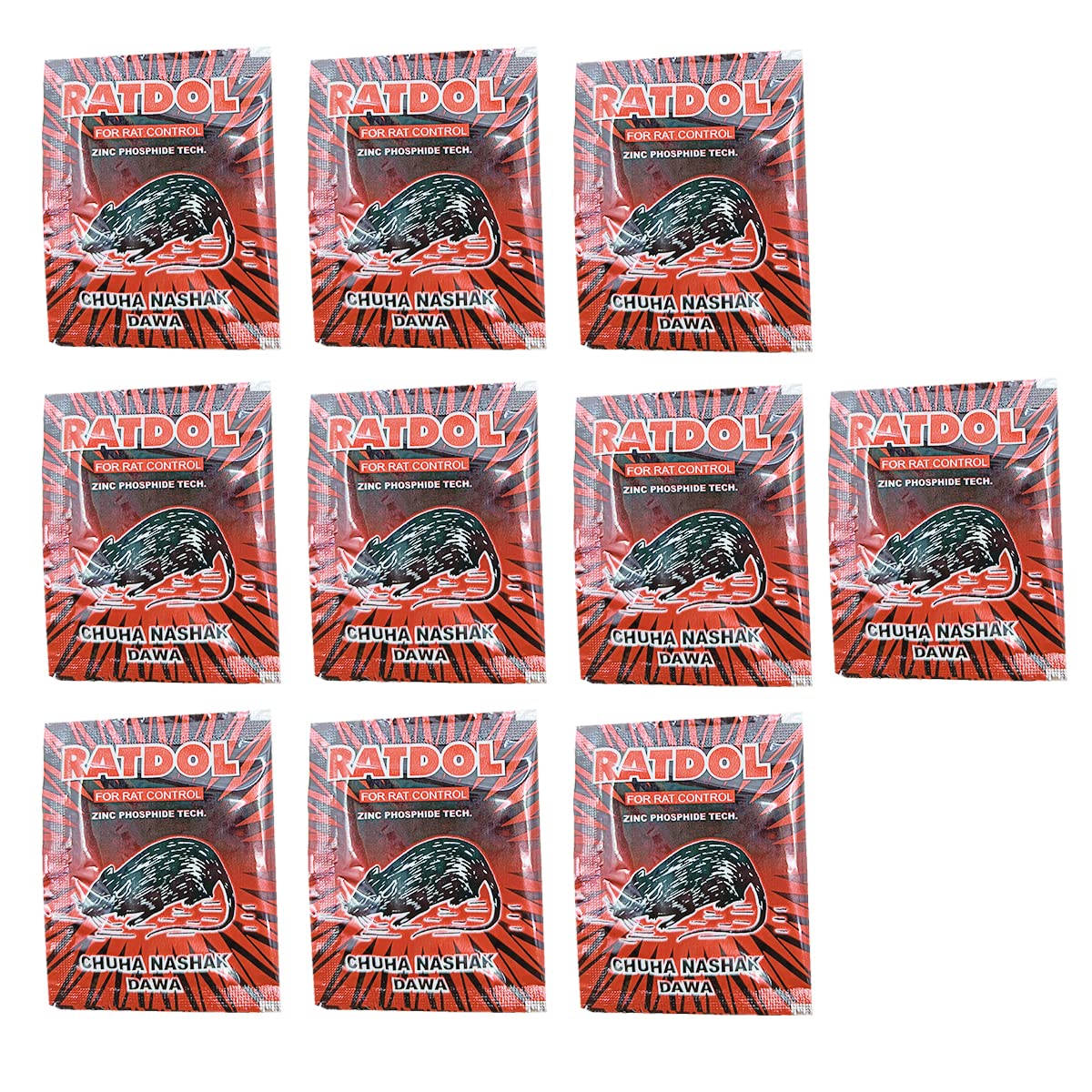 Niyyat Ratdol rat killer Powder For Rat Control Chuha Nashak Dawa (Pack of 10, 10 Gm)