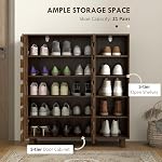 HOMCOM Modern Shoe Cabinet with Hollowed-Out Doors and 5-Tier Open Shelves, 21 Pair Shoe Storage Cabinet for Entryway, Hallway, Living Room, Brown