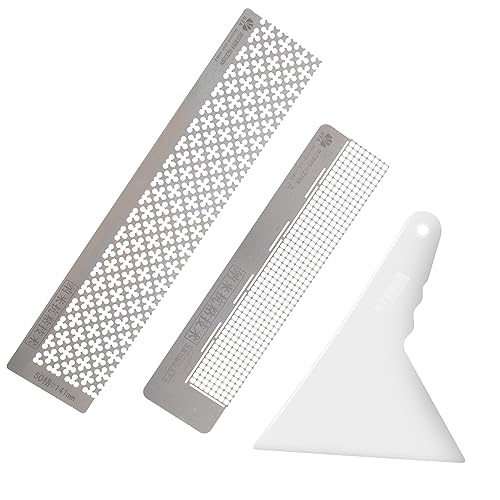 Miniatura 1 de 2 reglas de pintura de diamante, regla de malla de diamante de acero inoxidable, regla de dibujo con 400 699 rejillas en blanco con herramienta de