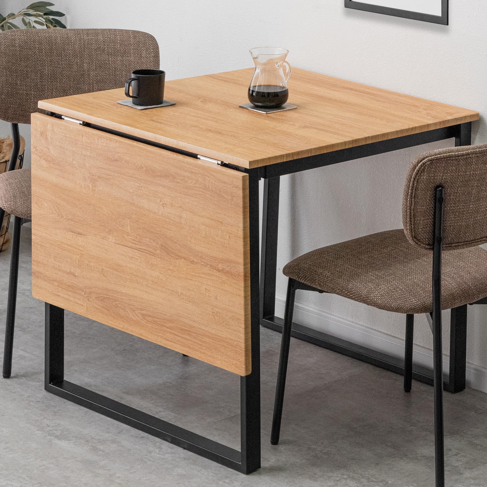 Tansu no Gen Dining Table, Single Piece, Extendable, 2-Seater, Width 75 cm (29.5 inches) / 120 cm (47.2 inches), Wood Grain, Foldable, Dining Table, Nordic, Compact, 72600057 (90691)