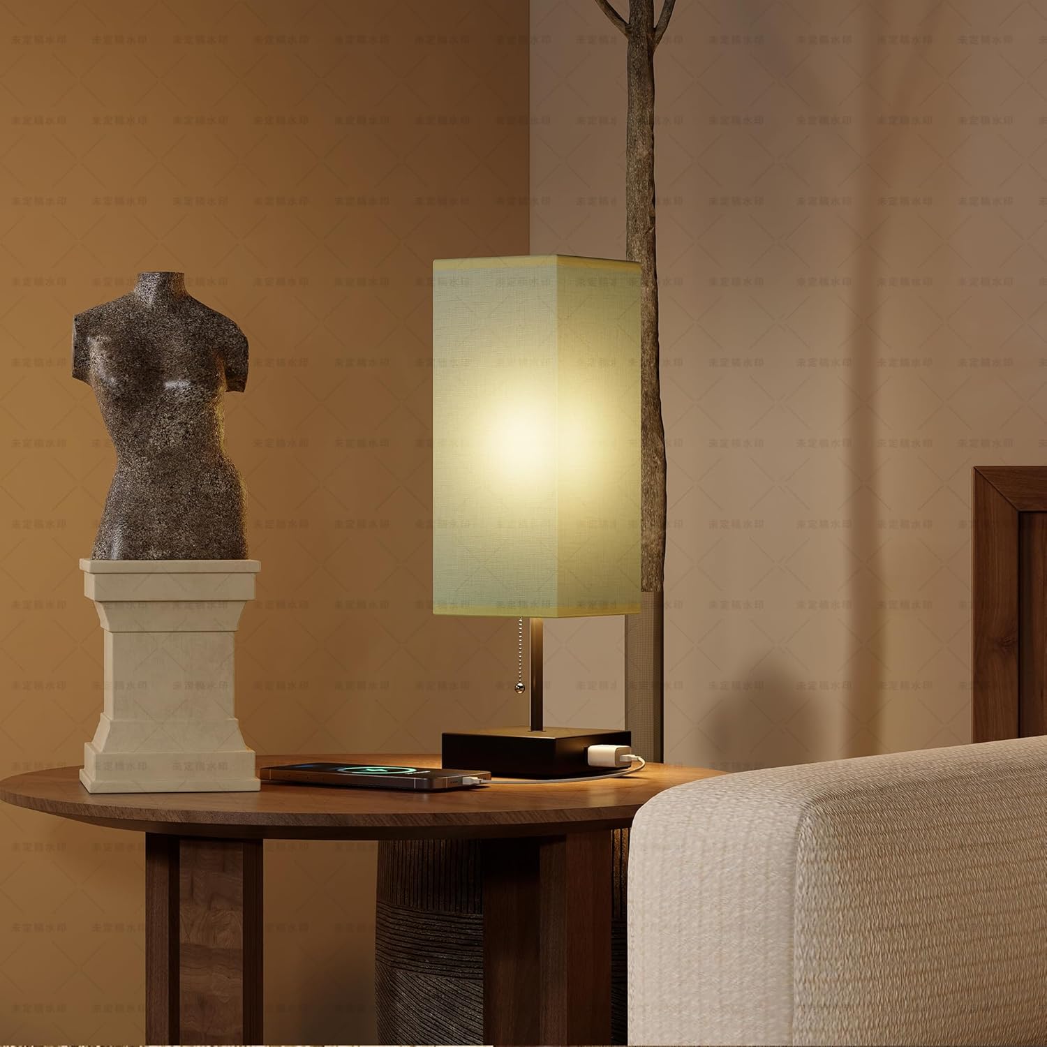 YIDPU Table Lamp for Bedroom Set of 2,Nightstand Lamp for Bedside with AC Outlets,Adjustable 3color Light Desk Lamp for Home Decor,Included LED Bulb and Lamp Shade (Green)