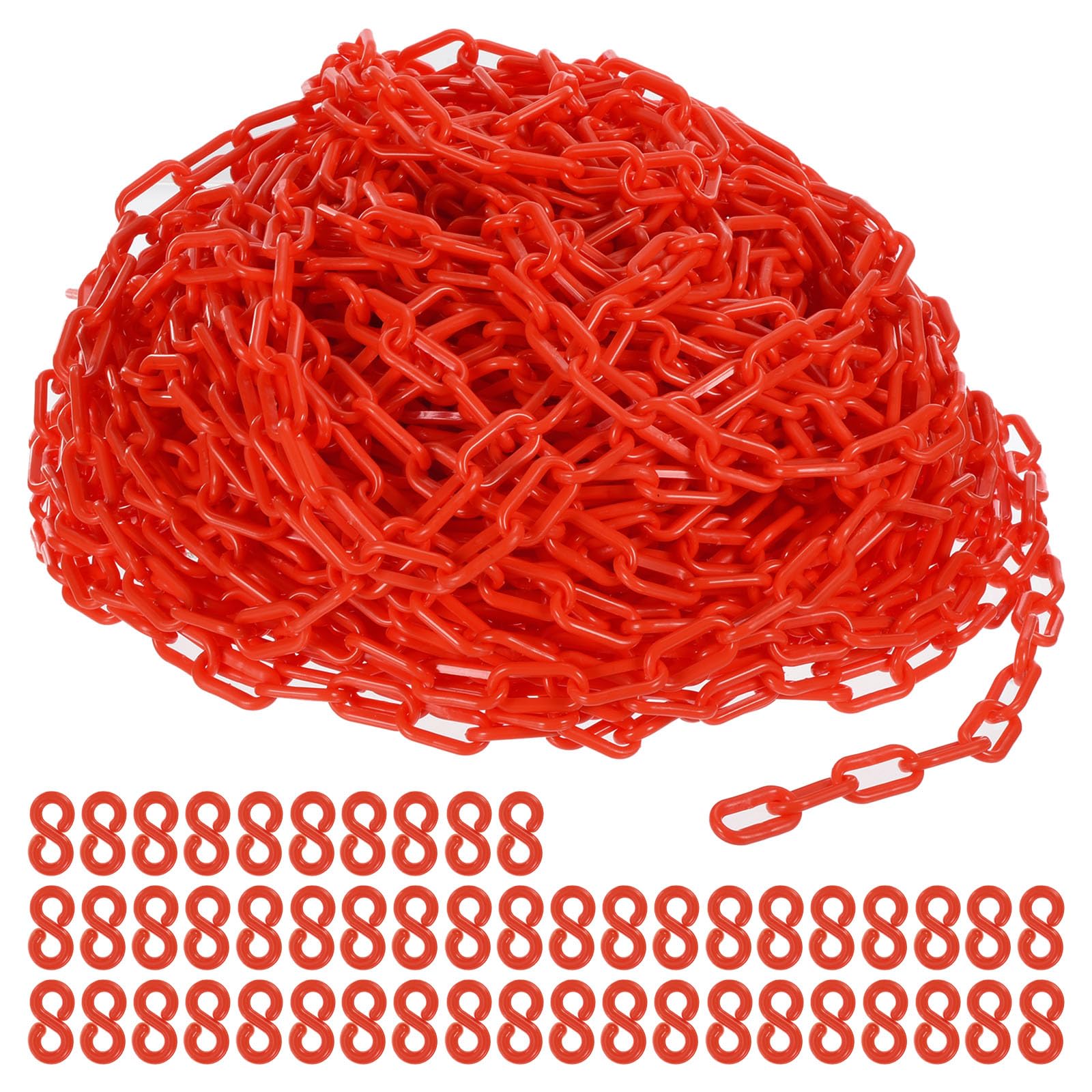 PATIKIL Plastique Chaîne Maillons, 197 Pied Sécurité Chaînes, Rouge Plastique Chaînes pour Barrières, Foule Contrôle, File Attente Lignes, Clôtures, Portail, Concerts, et Décoration