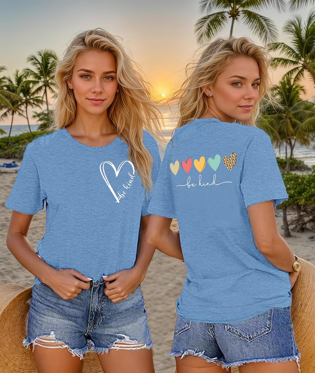 Be Kind Shirt Women Heart Leopard Printed Teacher T-Shirt Cute Kindness Graphic Motivational T Shirt Tops - Image 2