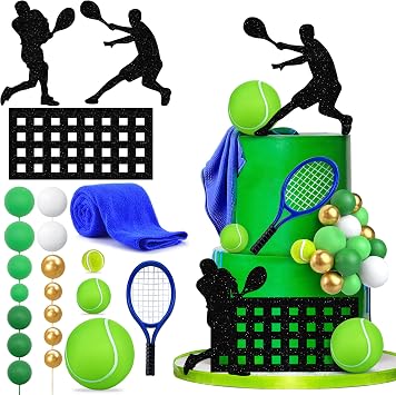 23 PCS Tennis Cake Toppers Sports Ball Cake Decorations for Baby Shower Birthday Party Decorations Supplies