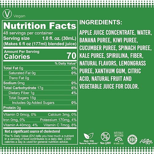 Miniatura 2 de Fruniti Super Greens Mezcla para Batidos - Limpieza Natural + Desintoxicación - Sin Azúcar Añadido - Puré de Frutas + Verduras - Espirulina,