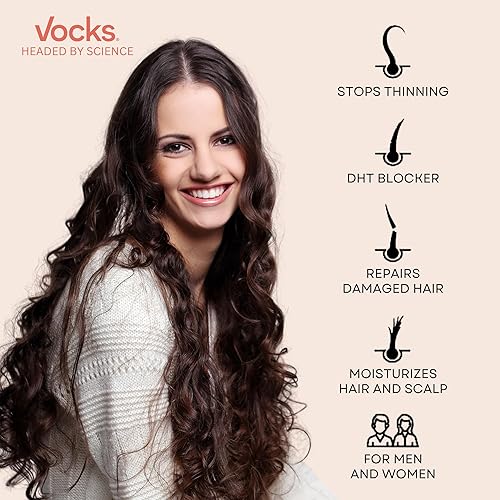 Miniatura 2 de Vocks Condensador antiadelgazamiento  Detiene la caída del cabello y bloqueador de DHT  Incluye biotina, cafeína, queratina, ricino, romero, B5 e