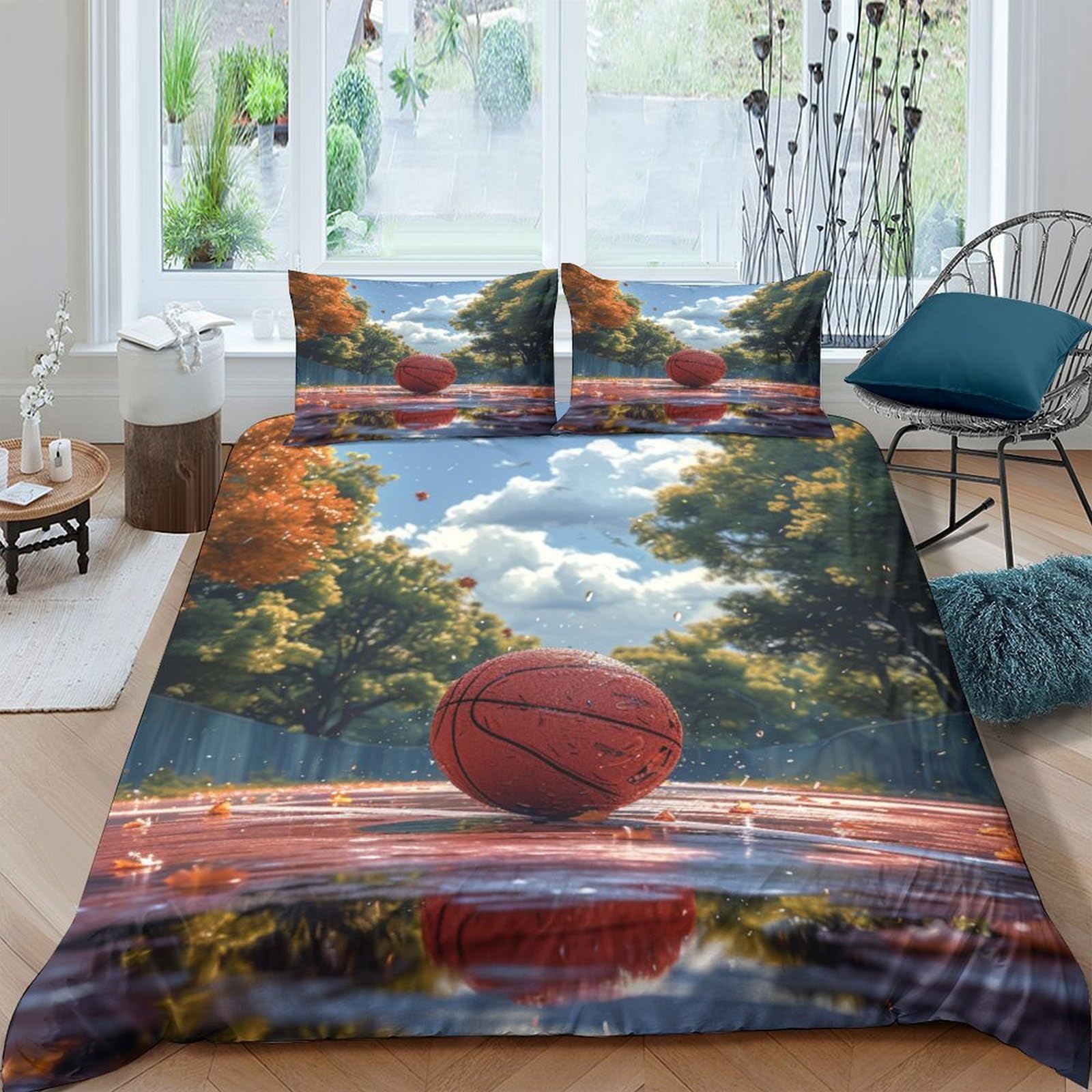 Parure de lit basket 3D pour chambre d'ado literie microfibre douce 200x200