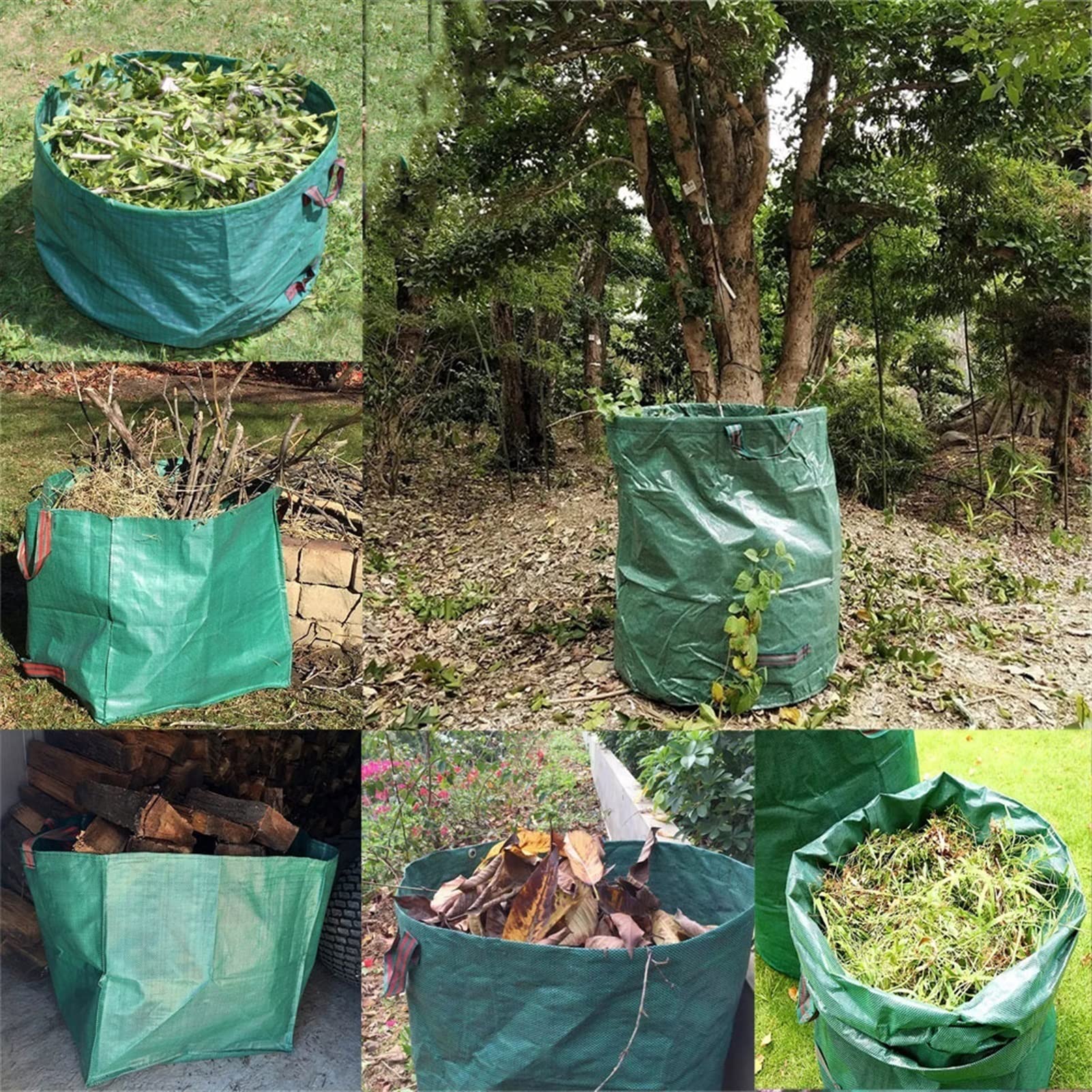Lot De 3 Sacs à Déchets Verts 120 Litres – Réutilisables, Poignées, Imperméables, Pour Feuilles Et Mauvaises Herbes