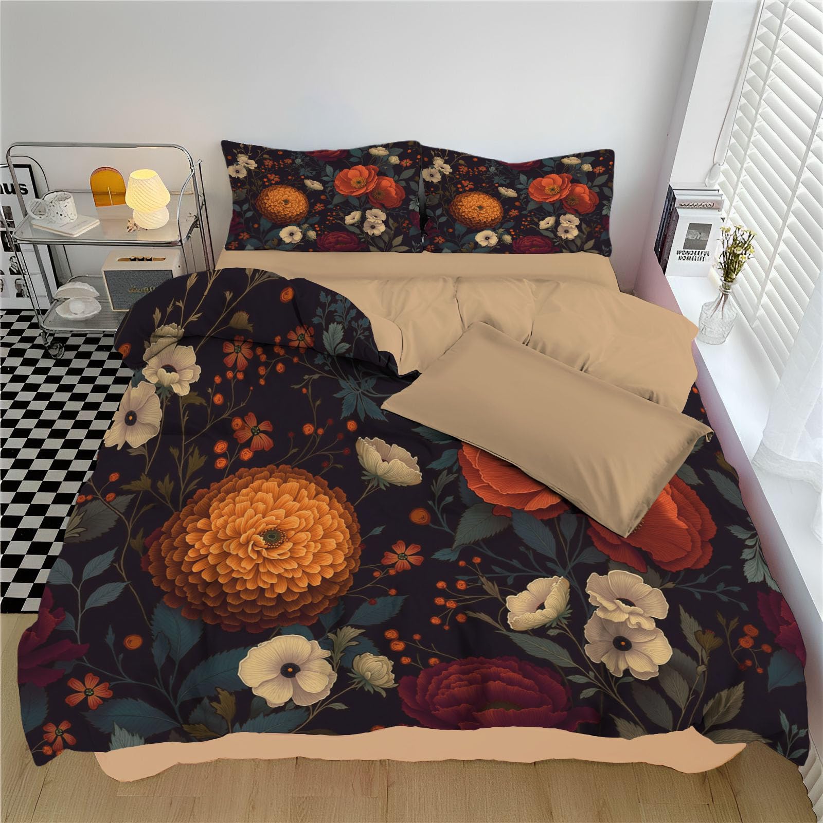 Housse de couette 140x200 rose chrysanthème en microfibre brossée au fini satiné doux