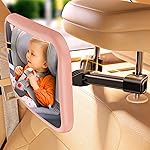 TAZENI Car Mirror for Baby - Hook Clip Design, Never Shake Car Seat Mirror, Rear Facing, Easy Install, Back Seat Crystal Clear View, ShatterProof Tested - Pink