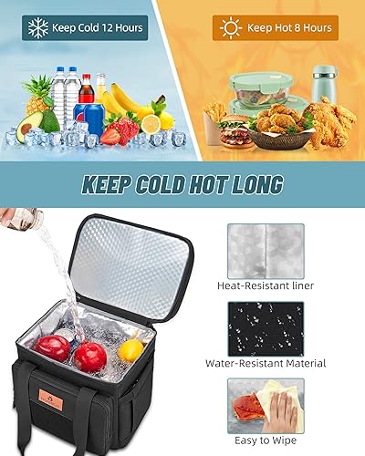 Miniatura 5 de Lonchera táctica para hombres, gran bolsa de almuerzo con aislamiento expandible, duradera, impermeable, a prueba de fugas, para adultosviajes de