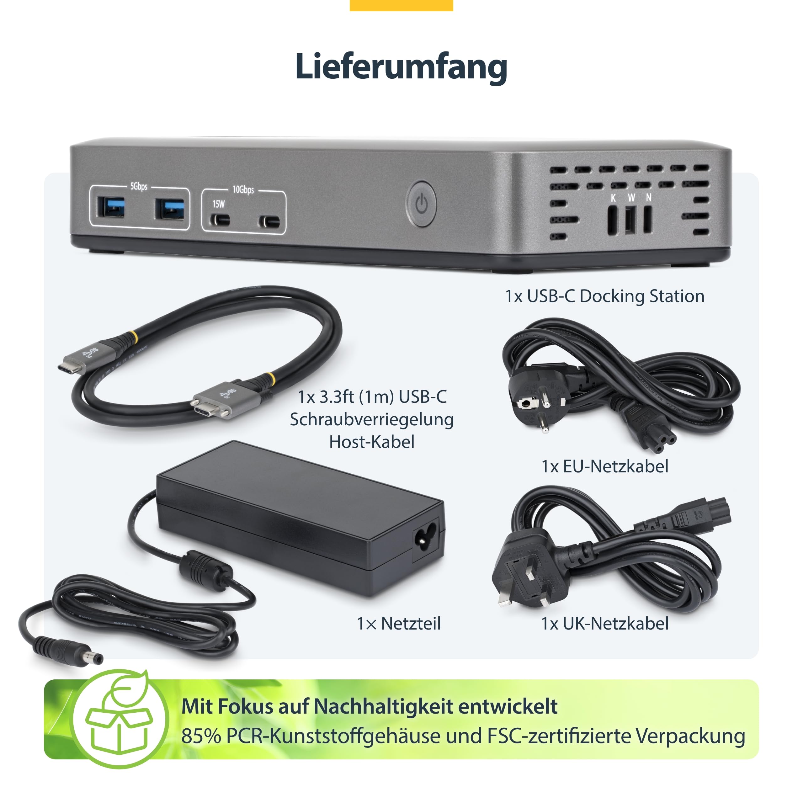 StarTech Treiberloses USB-C Dual 4K 60Hz HDMI Windows Dock, 6X 10Gbps USB | Dual-Monitor Dockingstation, unkomprimiertes Video aus nativer GPU, Plug-and-Play ohne Treiber, VESA-Montage, K-Slot