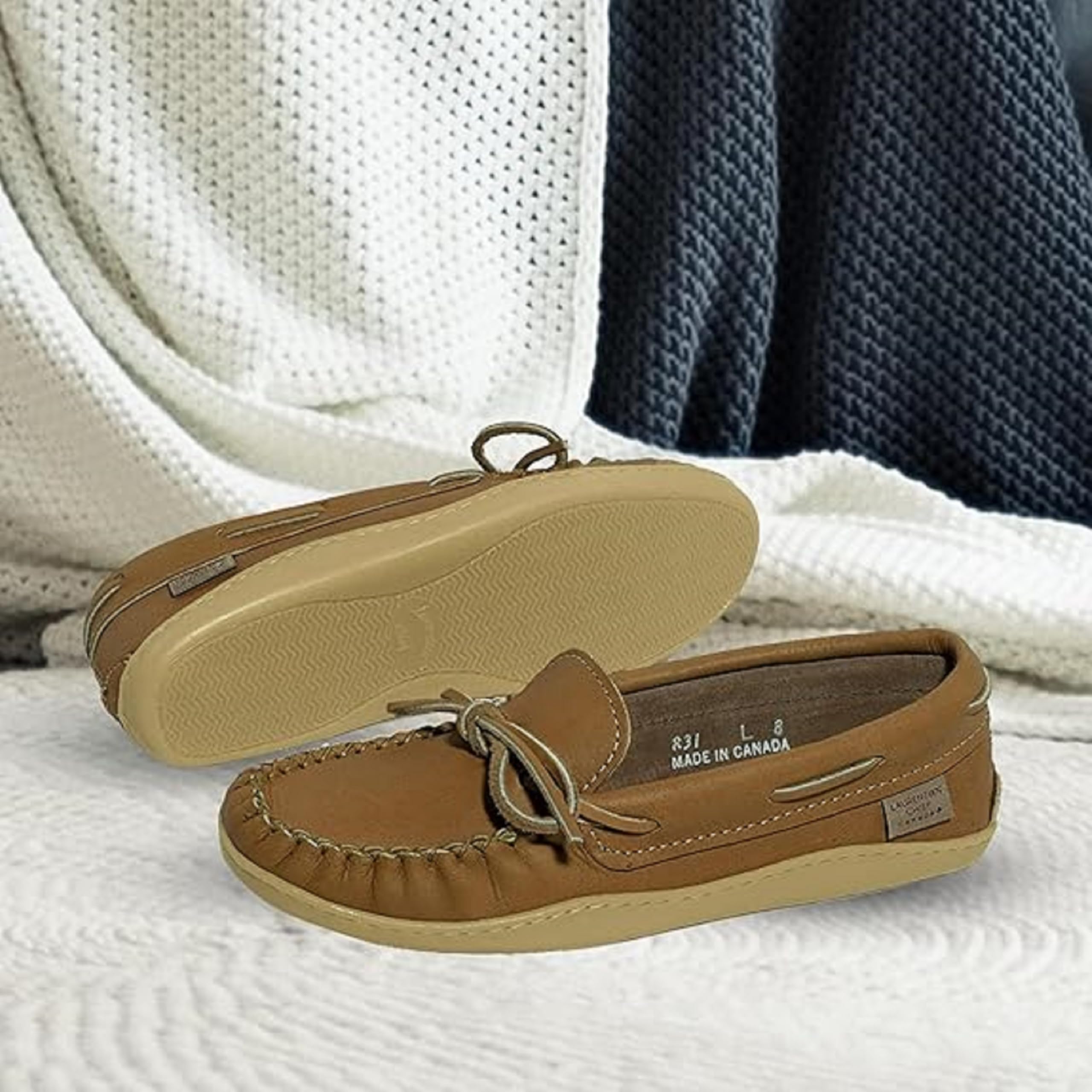 Mocassin Homme Cuir Véritable, Fabriqué au Canada, Qualité Premium | Confortables et Durables, Mocassins Homme Classiques, Décontractée, Souples, Semelles en Caoutchouc, Été, Printemps, Automne