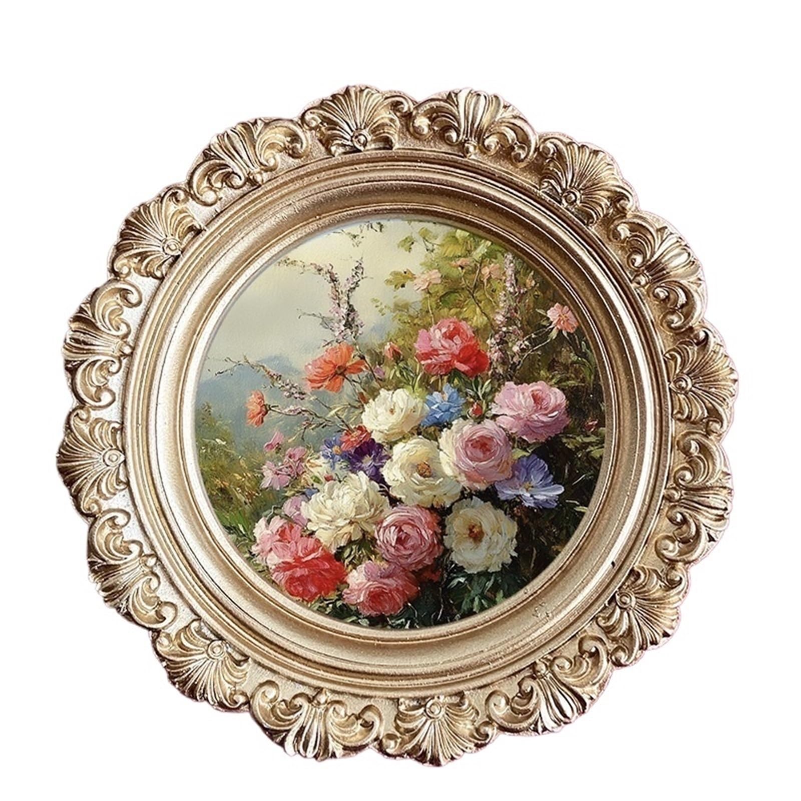 1pc 3x3 Picture Frame Round Frames Ornate Unique Photo Resin with Real Glass Wall and Tabletop Display