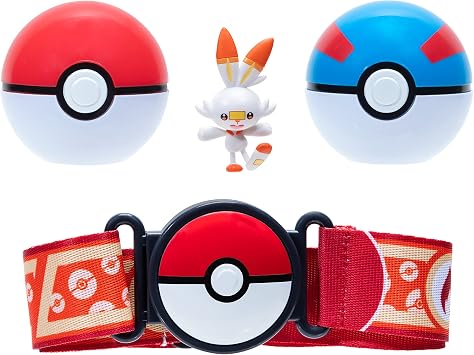 Pokemon Clip N Go Poke Ball & Great Ball Belt Set - Scorbunny