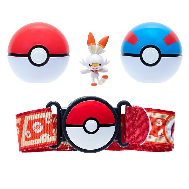 Pokémon - Clip 'N' Go Poke Ball Cinturón Set (Poké Ball, Great Ball y Scorbunny) W12