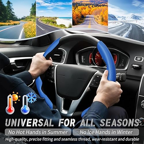 Vista 67 de WOCOCN 2 fundas para volante de automóvil, protector antideslizante de fibra de carbono para hombres y mujeres, múltiples opciones de color, Beige