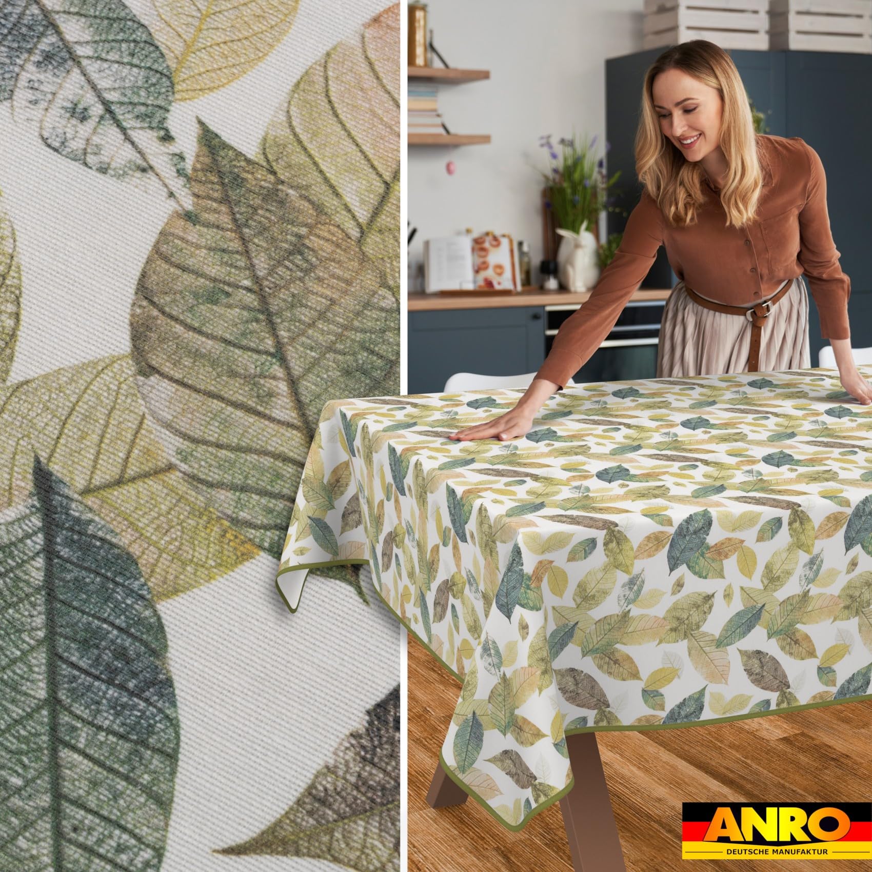 ANRO Tischdecke abwaschbar Bunt mit Saum 180x100 cm Outdoor wetterfest