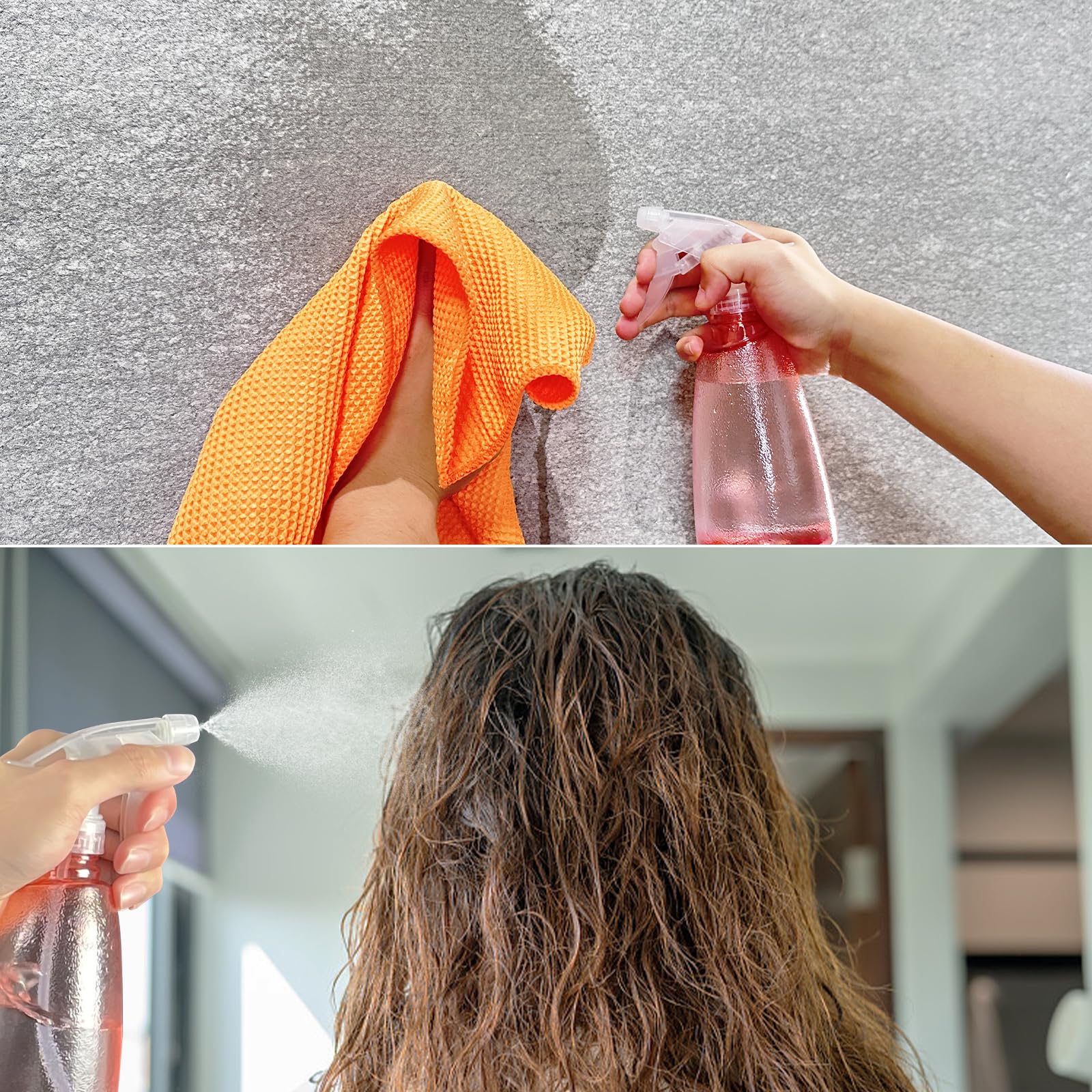 Gvolatee 3 stuks verstuiver spuitfles 500 ml, navulbare spuitflessen, leeg, transparante spuitfles, kunststof sproeifles, planten, professionele waterspuitfles voor bloemen, haren, reiniging
