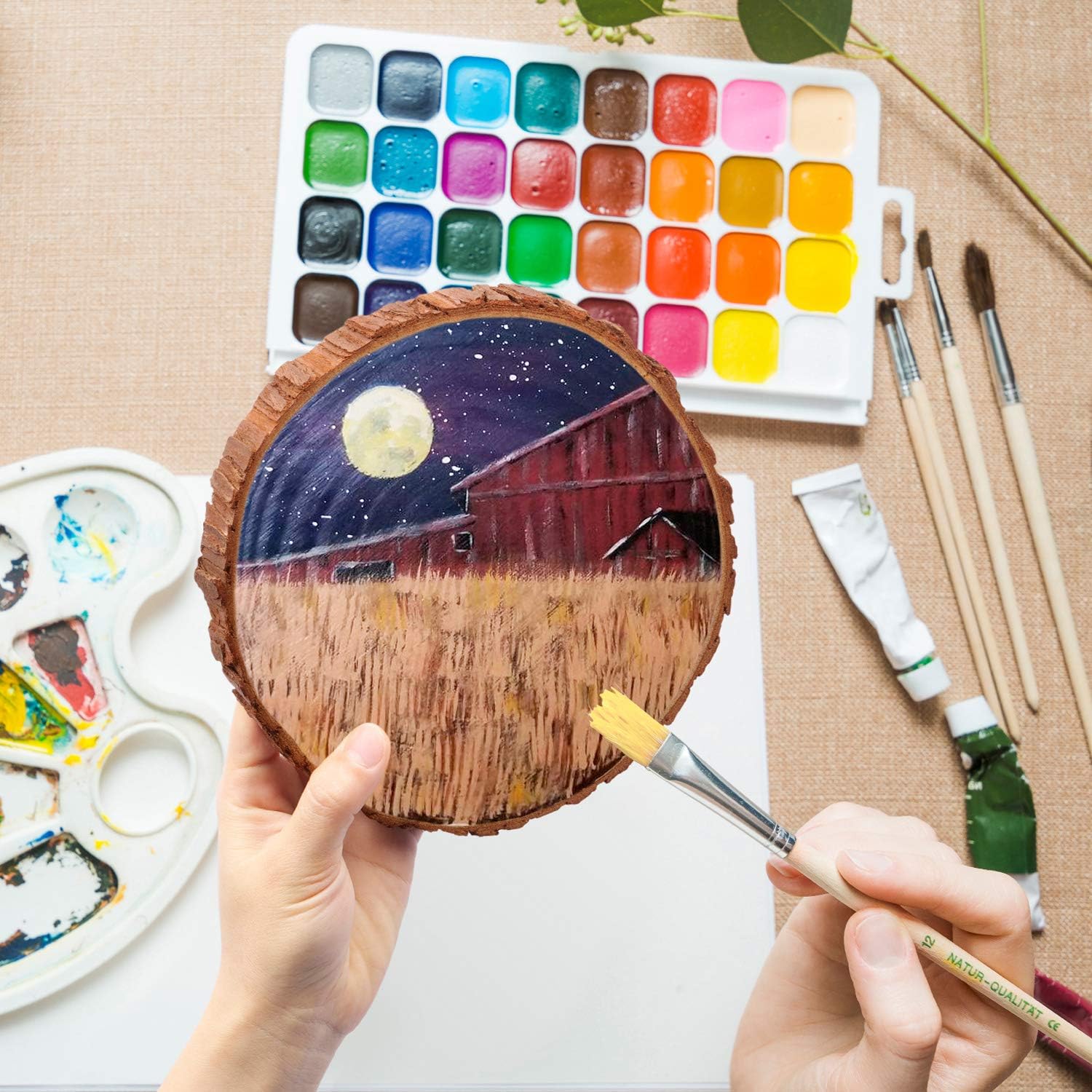 Fuyit Unfinished Wood Slices for Centerpieces, 6Pcs 6-6.3 Inch Natural Wooden Round Discs with Bark for Rustic DIY Crafts, Table Base, Wedding Decoration