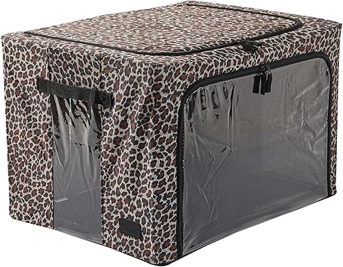 Miniatura 8 de Oxford - Cajas de almacenamiento con marco de acero para debajo de la cama o en el armario, paquete de 2 organizadores compactos (negro con lunares