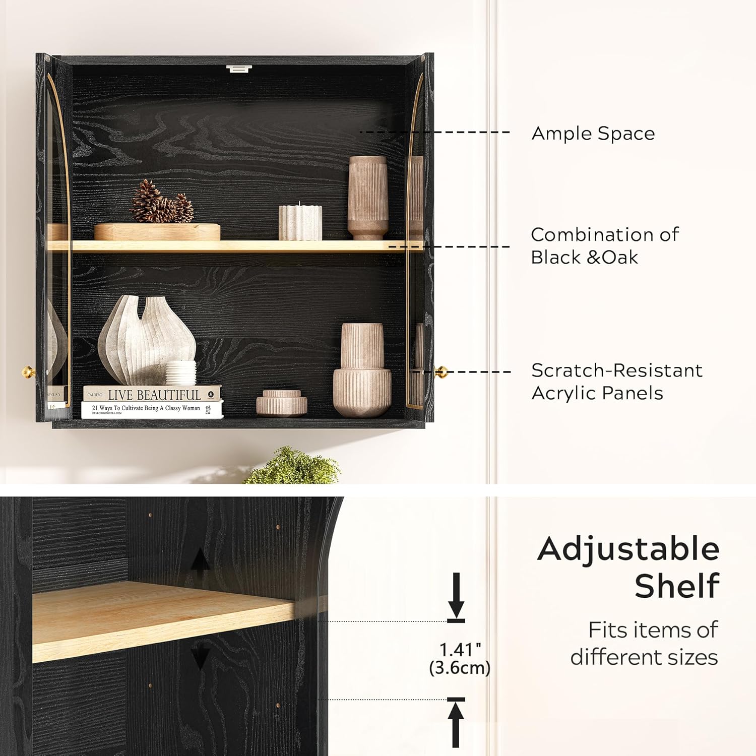 Diagram showing the dimensions of the cabinet and recommended load capacity